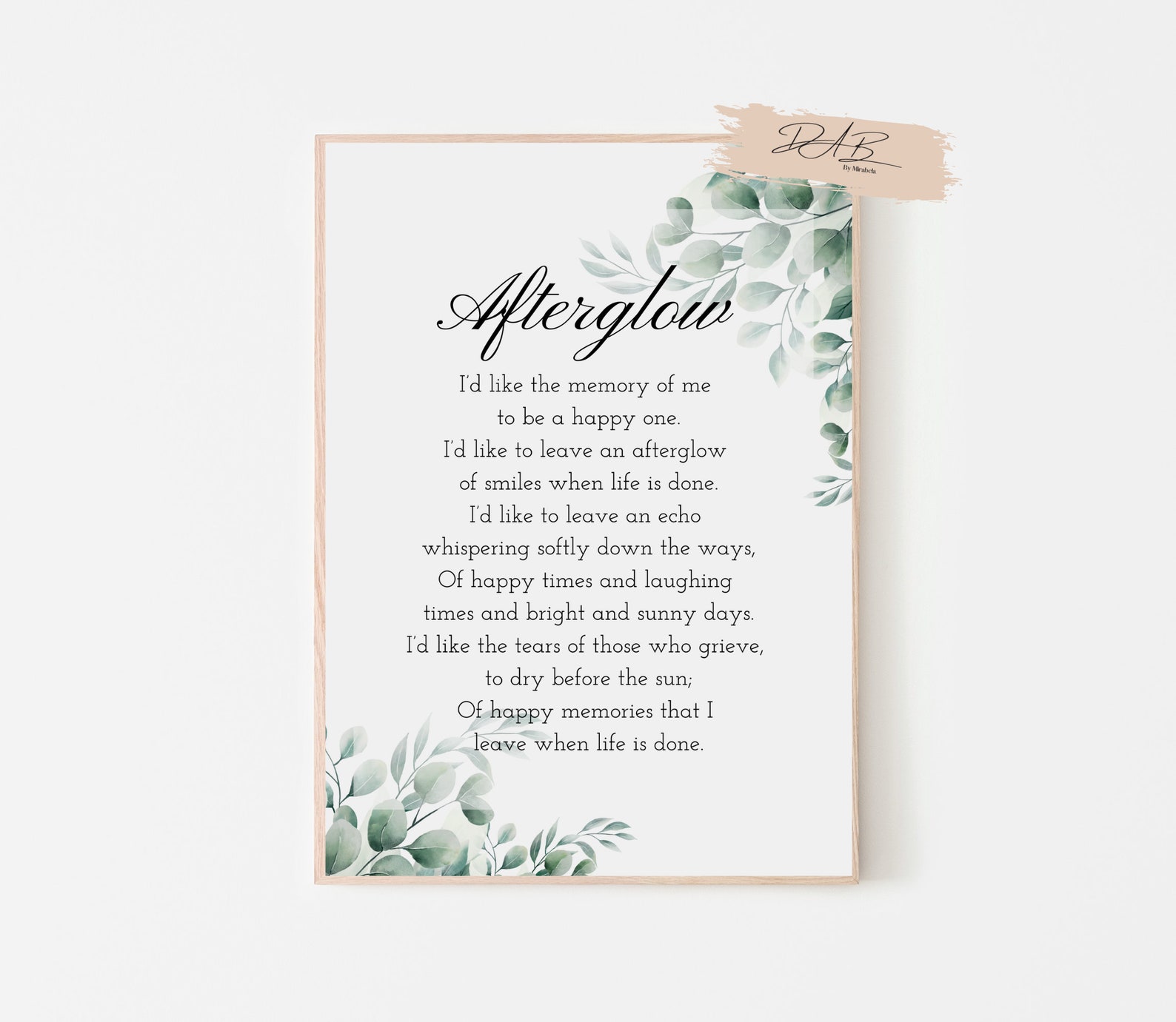 Afterglow Funeral Poem Funeral Poem Lost Loved One Poem in - Etsy