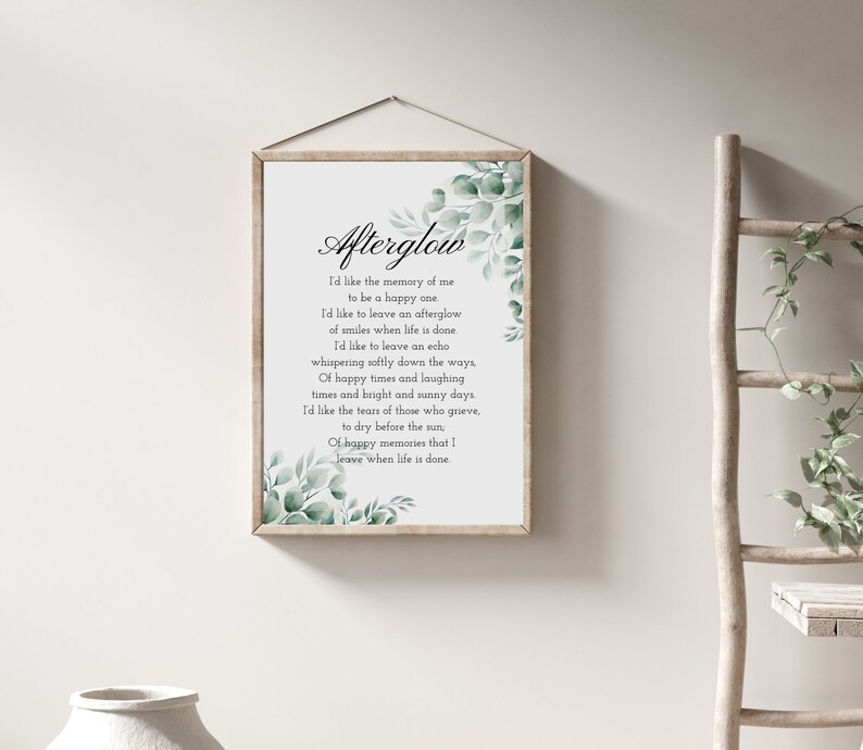 Afterglow Funeral Poem Funeral Poem Lost Loved One Poem in - Etsy Canada