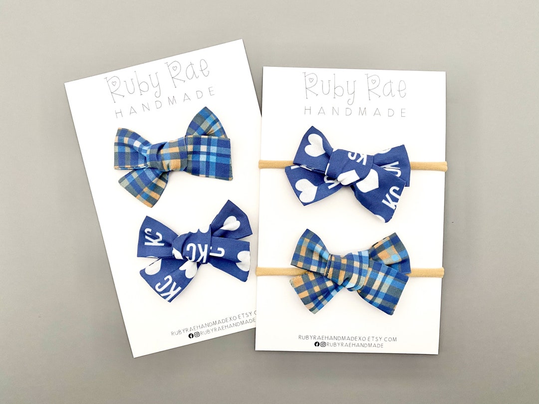 6. Royal Blue and Gold Hair Bow Clip - wide 6