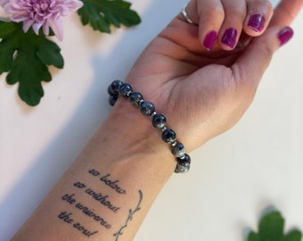 Labradorite Bracelet | Crystal Bracelet | Labradorite & Hematite Crystal Jewellery | 8mm Bead Bracelet | Unisex Bracelet | Spiritual Healing