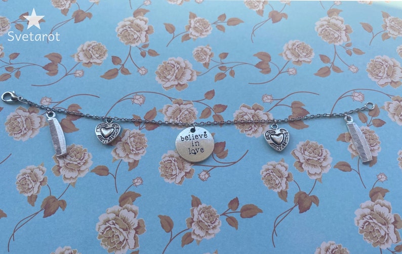 BELIEVE IN LOVE Antique Silver Charm Bracelet Spiritual Healing Jewellery for Women