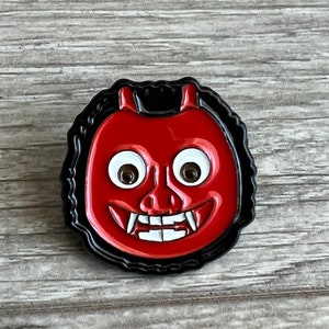 Oni Mask/ Orgre mask emoji pin, soft enamel. Stocking stuffer fun jacket accessory