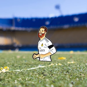 Sergio Ramos Real Madrid Soft enamel Pin + 2 Stickers