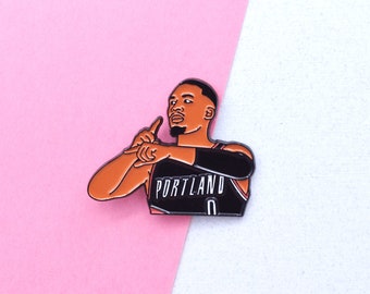 Damian Lillard Portland Trailblazers Soft Enamel Pin + 2 Stickers Gift Set