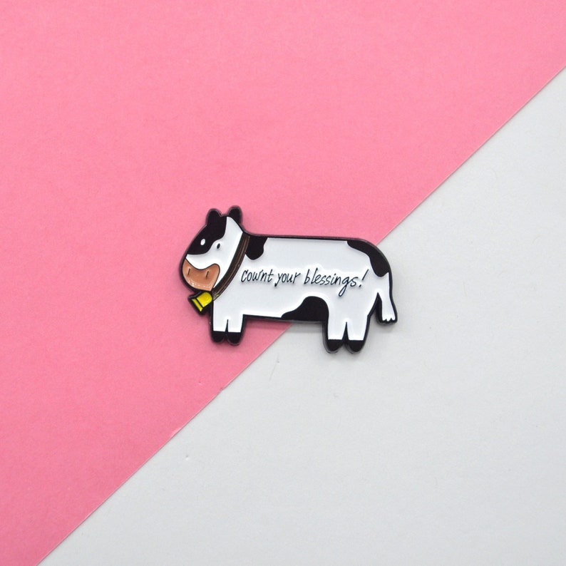 Cow Pin, Cownt Your Blessings enamel Pins & Stickers image 1