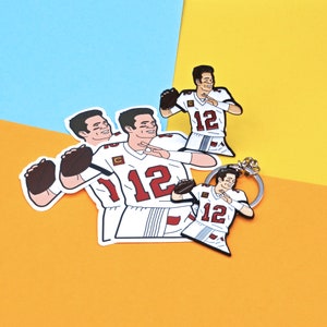 Tom Brady Tampa Bay Buccaneers Soft Enamel Pin + 2 Stickers + keychain