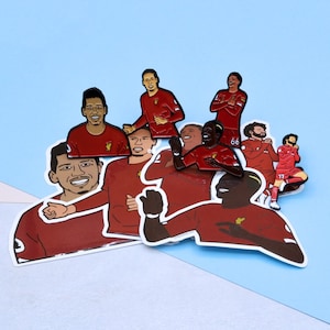 Liverpool Champions Pin Set Mane, Salah, Virgil, Firmino, Trent (5 pins &10 stickers)
