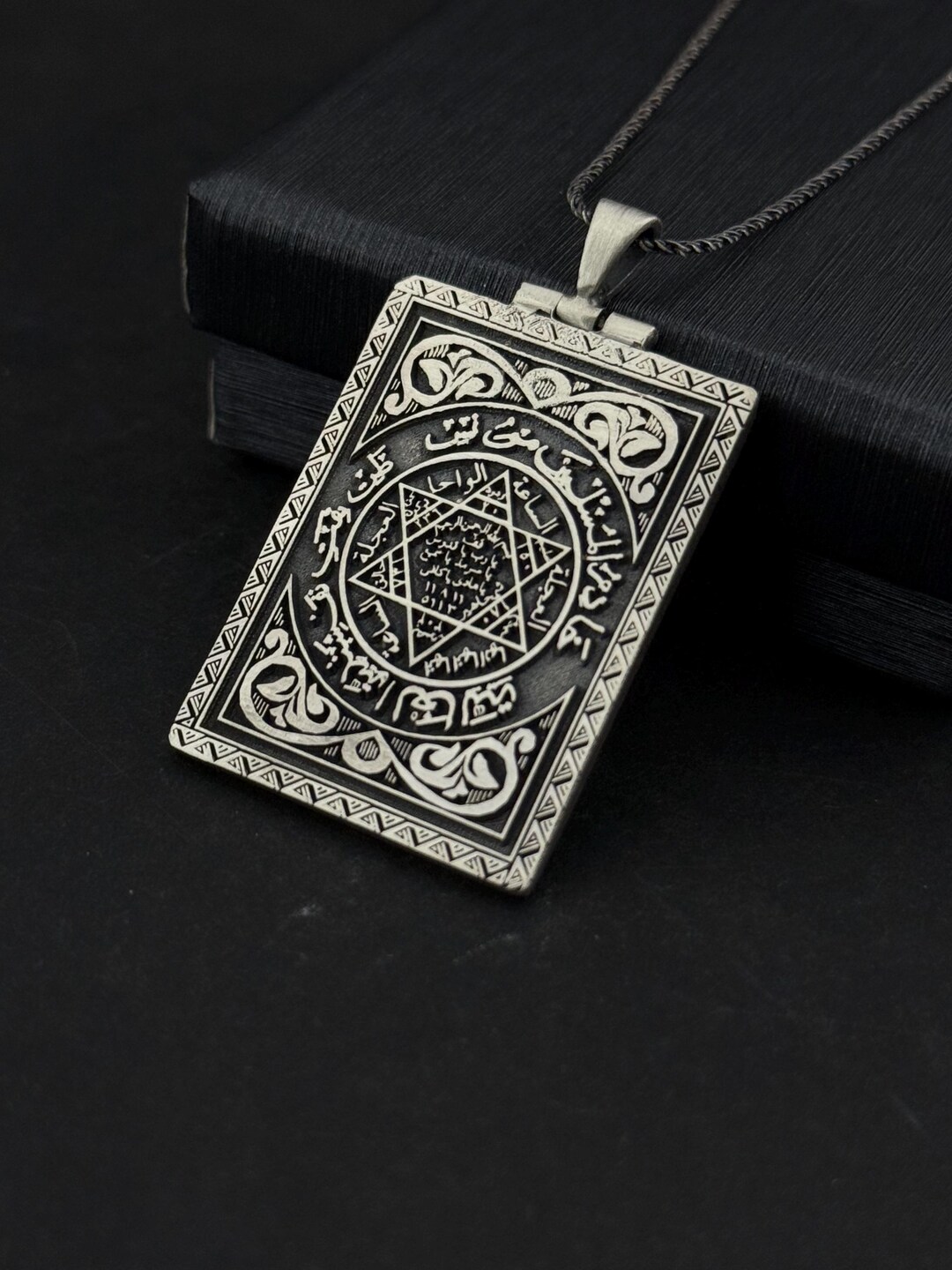 Solomon Seal Necklace, Protective Amulet Pendant, Custom Name on Back ...