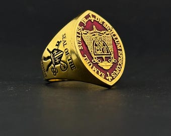 Custom Bishop Ring, Personalized Episcopal Seal Design, Seal Of the Apostle, Seal of the Bishop, 18K Gold or Sterling Silver, Cross ring