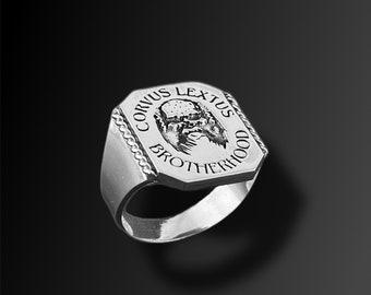 Anillo de plata de ley 925, anillo de Harley Davidson, anillo de motociclista, anillo hecho a mano, regalo para él papá, motociclista mexicano, jinete, anillo de calavera, anillo de hermandad,