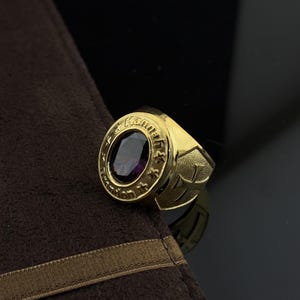 Personalized 18K Gold Bishop Ring With Cross & Gemstone – Custom Name ...