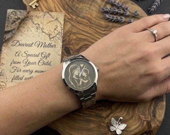Personalized Engraved Watch for Women–Custom Photo Watch, Gift for Mom, Mother’s Day Gift, Custom Jewelry, Gift from Daughter, Memorial Gift