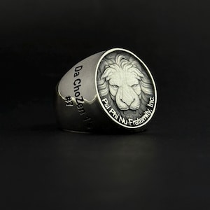 Personalized Silver Fraternity Ring – Custom Psi Phi Nu Signet Ring, Sterling Silver Ring with Names Engraved on Both Sides,Gift for him