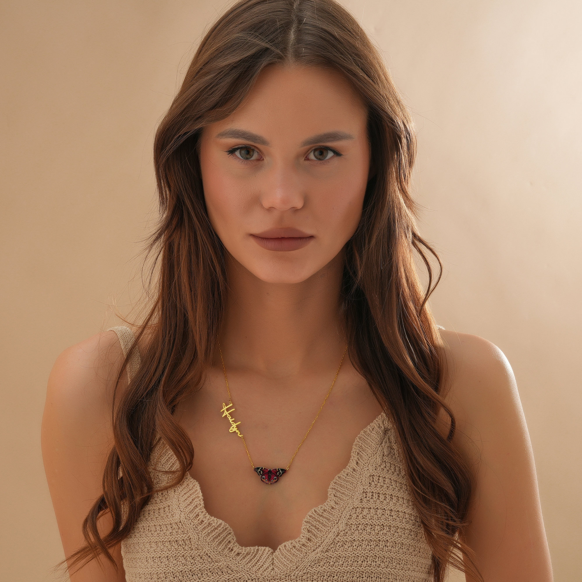 Personalized Name Butterfly Necklace, Sterling Silver Jewelry, Dainty Letter Pendant, Christmas Day, Gift for Her, Red/Green/Blue Butterfly