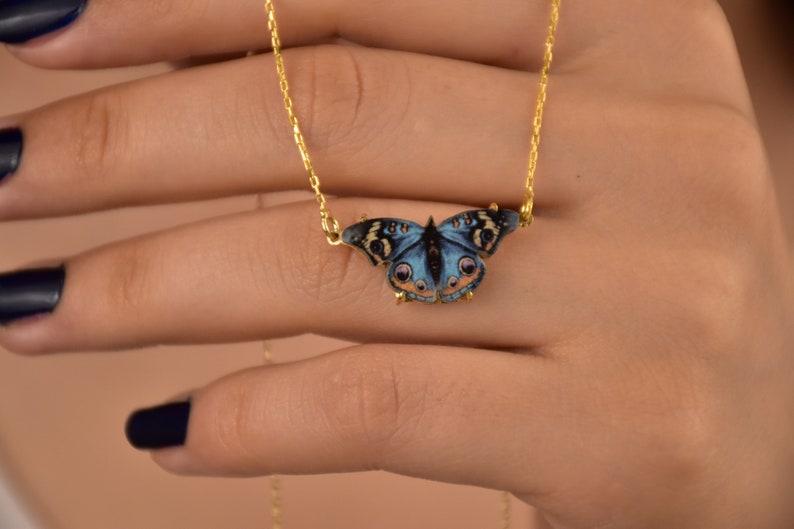 Black Friday Blue Butterfly Charm Necklace, Blue Butterfly Charm Pendant,Silver Butterfly Necklace, Butterfly Jewelry, Insect Animal Pendant 