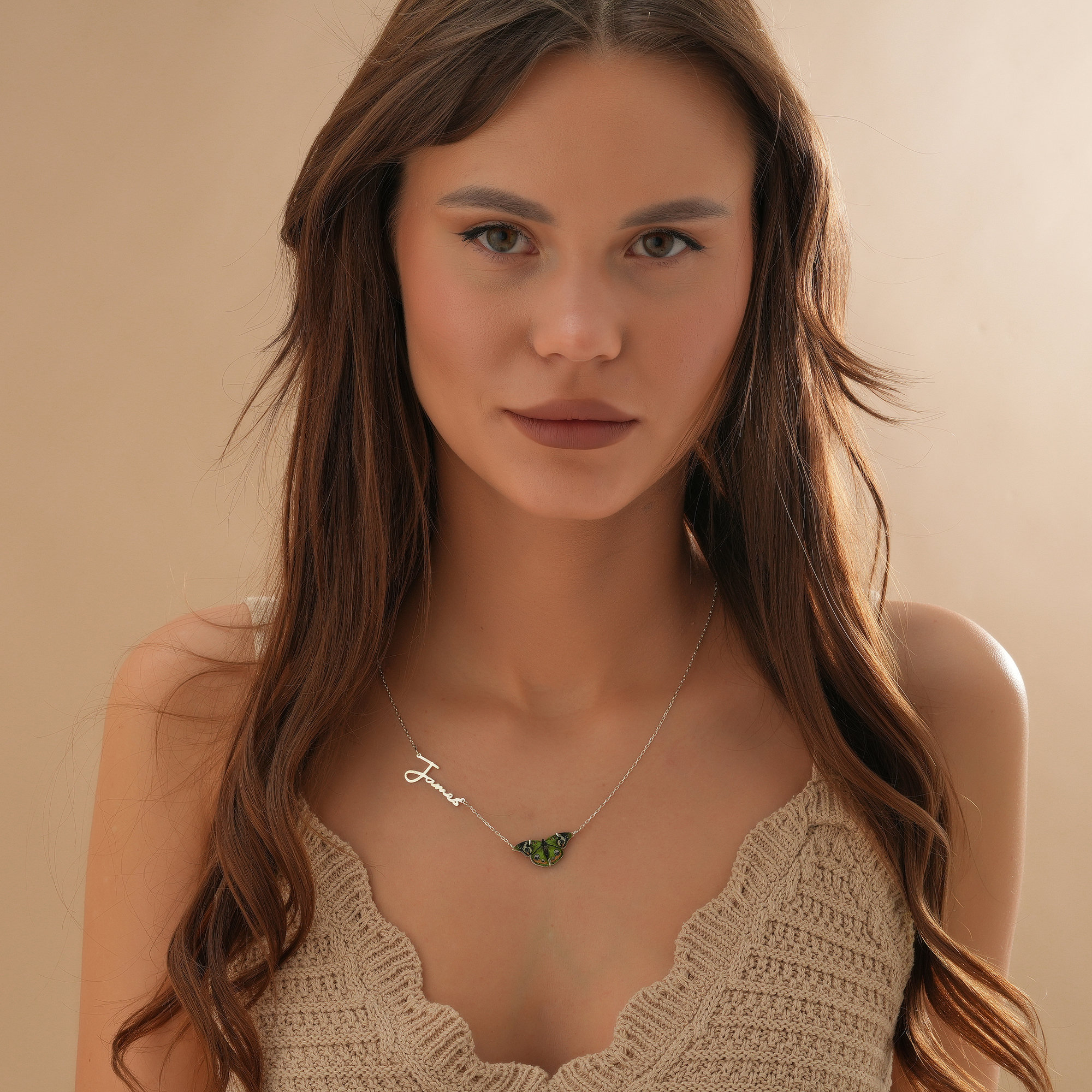 Personalized Name Butterfly Necklace, Sterling Silver Jewelry, Dainty Letter Pendant, Christmas Day, Gift for Her, Red/Green/Blue Butterfly