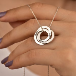 Mom Necklace With Kids Name Ring Necklace,Christmas gift,Personalized Family Necklace, Engraved Ring Necklace in Silver,Gift for Mom