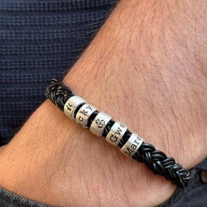 Father Gift, Custom Silver Bracelet For Dad With Kids Name, Personalize Daddy Bracelet, Family Jewelry, Famliy Name Bracelet, Husband Gift