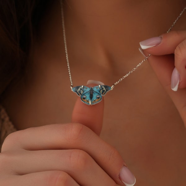 Collier papillon, pendentif papillon bleu, collier papillon en argent, bijoux papillon personnalisés, cadeau Saint Valentin