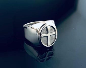 Anillo del Papa, Anillo con nombre personalizado, Regalo de Navidad, Anillo con cruz, Anillo con cruz, Anillo de plata 925, Anillo del Papa personalizado, Regalo de Acción de Gracias