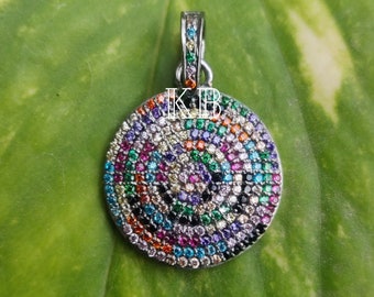 Beautiful flower design Rosecut pave diamond pendant 925 sterling silver handmade finish enameling designer diamond pendant jewelry