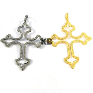 Pave Diamond Designer Cross Pendant, Pave Diamond Pendant, Pave Diamond Cross Pendant, Diamond Pendant Size 50X43mm