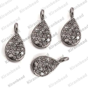 Pave Diamond Pear Charm Pendant, Pear Charm, Pear Charm Pendant, 925 Sterling Silver Charms, Pave Diamond Findings, Pear Drop Charm Jewelry