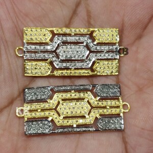 1 Pc Pave Diamond Connector, Diamond Connector, Silver Connector For Bracelet, Pave Diamond Jewelry, Diamond Findings, Bracelet Connector
