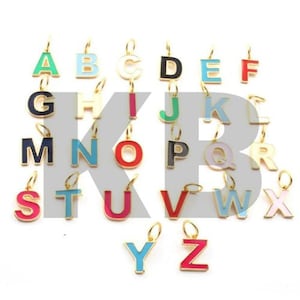 Enamel Initial Charm Pendant In 925 Sterling Silver, Alphabet Enamel Pendant, Enamel Initial Charm, Enamel initial Alphabet Charm