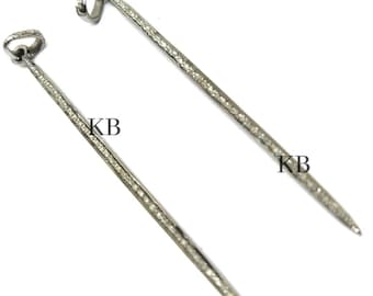 Handmade Pave Diamond Spike Pendant: Sterling Silver Charm (60X3mm)
