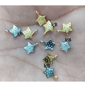 2 Pcs Pave Diamond Star Charm, Star Charm Pendant, 925 Sterling Silver Star Charm, Pave Diamond Star, Handmade Star Charm
