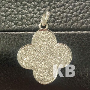 Pave Diamond Clover Pendant In 925 Sterling Silver, Pave Diamond Pendant, Pave Diamond Clover, Clover Charm Pendant, Diamond Clover Charm