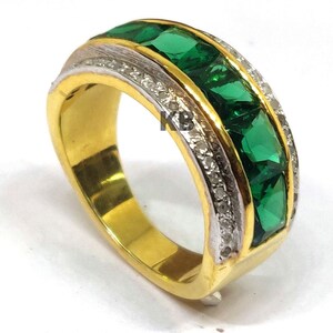 1 Pc Pave Diamond Ring In Sterling Silver, Emerald Ring, Diamond Ring, Silver Ring, Pave Diamond Jewelry, Ring For Him, Promise Band