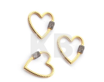 1 pc New Design Heart Screw Clasp, Pave Diamond Heart Screw Lock, 925 Sterling Silver Clasp, Pave Diamond Pendant, Pave Diamond Jewelry