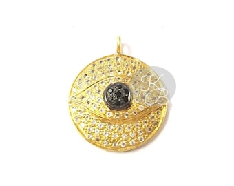 18K Gold Filling The Third Eye Charm Eye Pendant Beautiful Eye Necklace DIY Jewelry Accessories,27.2x15x7mm Micropavé CZ Eye Charm