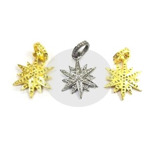 starburst pendant, pave diamond star pendant, pave diamond jewelry, pave diamond charms, Handmade charm pendant, silver charm pendant