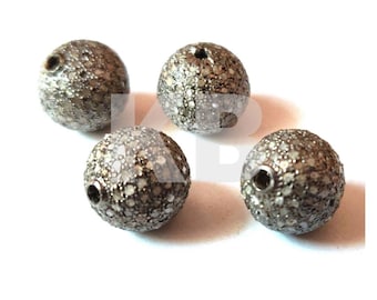 Pave Diamond 925 Sterling Silver Ball Bead: Jewelry Spacer (4-10mm)