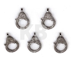 1 Pc Pave Diamond Lobster Lock, 925 Sterling Silver Clasp, Pave Diamond Clasp, Pave Diamond Lobster Lock, Pave Diamond Jewelry Findings