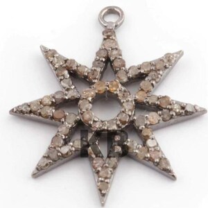 Pave Diamond Star Pendant In 925 Sterling Silver, Pave Diamond Star Charm, Star Charm Pendant, Pave Diamond Findings, Pave Diamond Jewelry