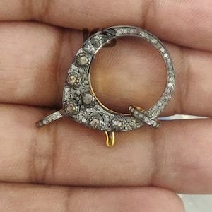 1 Pc Pave Diamond Lobster lock, Pave Diamond Clasp, 925 Sterling Silver, Lobster lock Clasp, Pave diamond lock, Diamond Lobster Lock 32X22mm