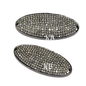 1 Pc Pave Diamond Oval Connector, 925 Sterling Silver, Diamond Oval Connector, Handmade Oval Connector, Pave Diamond Findings, Wholesale Lot