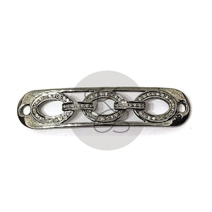 Conector de plata de ley con pavé de diamantes (42 mm x 10 mm)