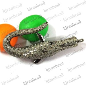 Pave Diamond Crocodile Clasp: Sterling Silver Lobster Lock (30mmx15mm)
