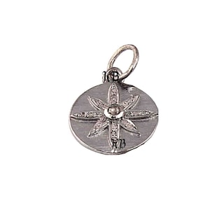 1 Pc Pave Diamond Starburst Pendant, Round Charm Pendant, Round Starburst Pendant, Handmade Pendant Necklace, Diamond Jewelry