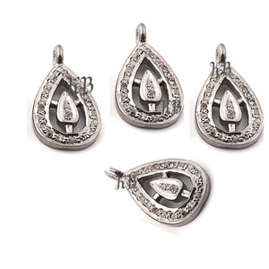Pave Diamond Pear Charm Pendant, Double Shape Pear Charm, Pear Charm Pendant, 925 Sterling Silver Charms, Diamond Findings, Pear Drop Charm