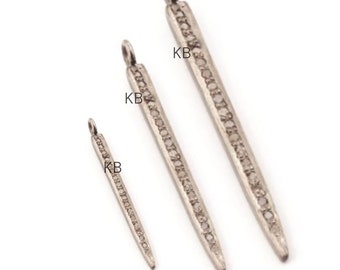 Pave Diamond Spike Pendant: 925 Sterling Silver Charm