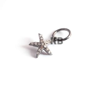 Pave Diamond Star Fish Charm, Pave Diamond Pendant, Pave Diamond Charm, Pave Diamond Star Charm, Star Size 13x10, Handmade Charm, Star Fish