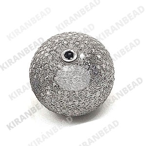 18mm Pave Diamond Sterling Silver Ball Bead