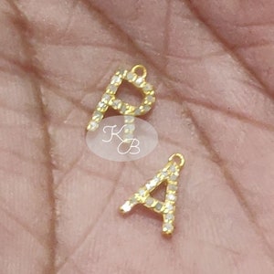 Personalisierter Initial Charm Anhänger 10-11mm, Sterling Silber Pave Diamant Alphabet "A bis Z" Buchstaben Charm Anhänger, Schmuckherstellung