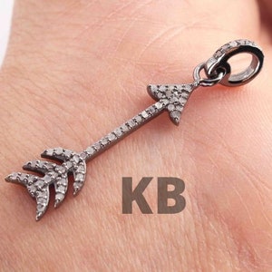 Pave Diamond Arrow Pendant, Diamond Arrow Pendant In 925 Sterling Silver, Pave Diamond Pendant, Pave Diamond Jewelry, Diamond Arrow Pendant